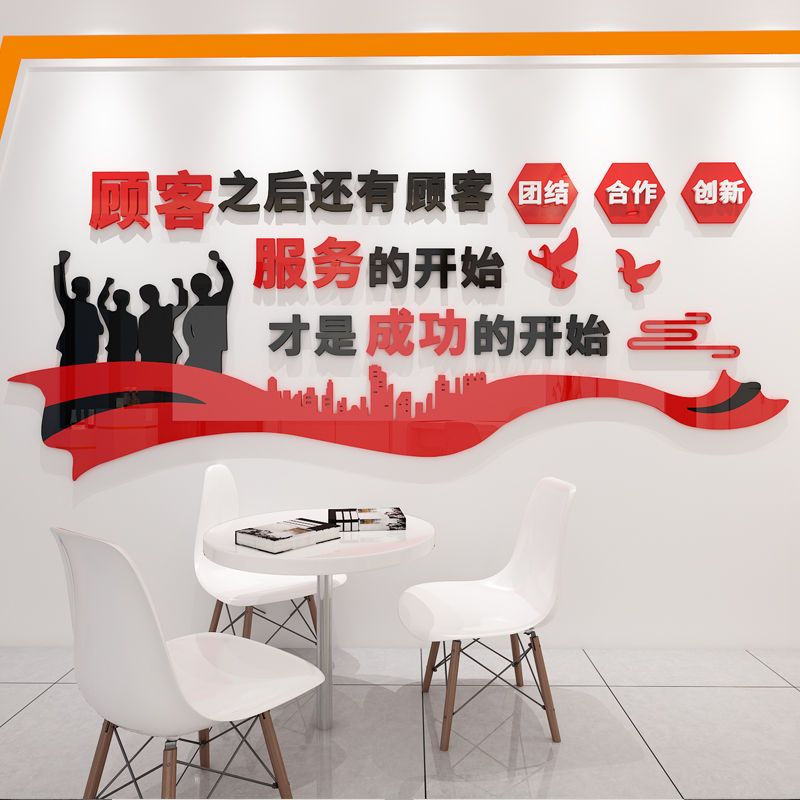 立体服务文化墙 物业中介办公室的视觉魅力与精神引领
